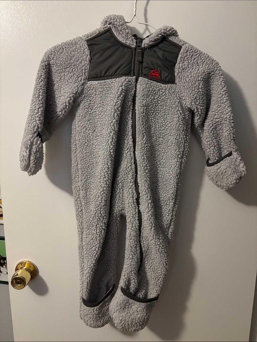 Snozu Kids Cozy Gray Sherpa One-Piece Footie Winter Suit 24M